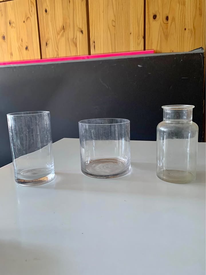 3 Glass Vases Set