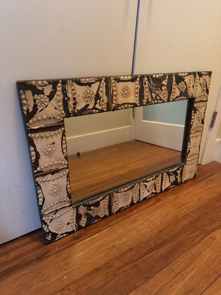 Vintage Tin Ceiling Wall Mirror - photo 2
