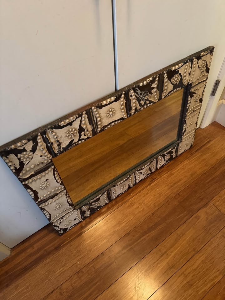 Vintage Tin Ceiling Wall Mirror - photo 3