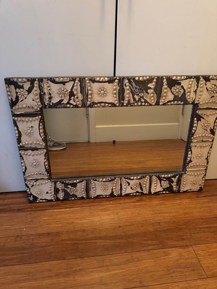 Vintage Tin Ceiling Wall Mirror - photo 4