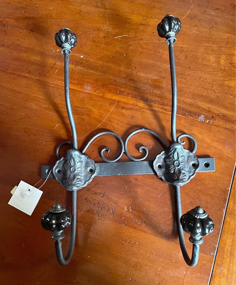 Designer Black Metal Double Wall Hooks - 4 Available