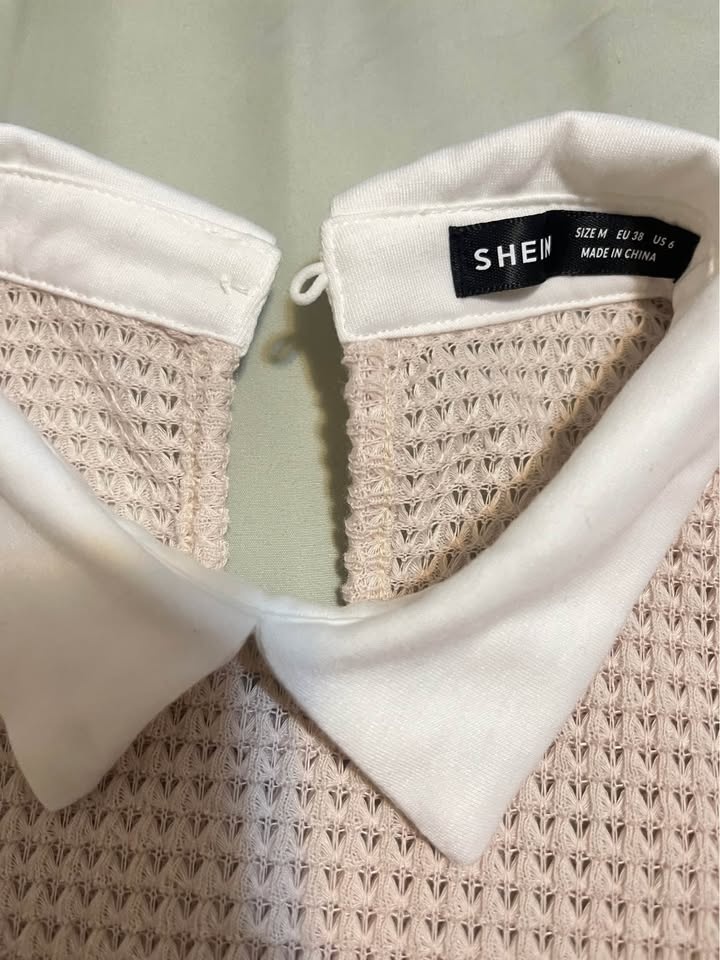 Shein Cream Knit Top with White Collar – Size S – Like New - photo 4