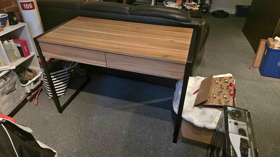 Large wooden desk with drawers
