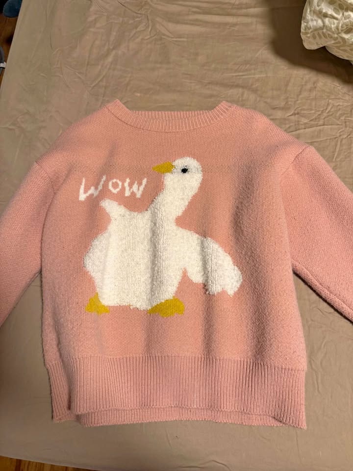 Womens Cute Pink Duck Sweater