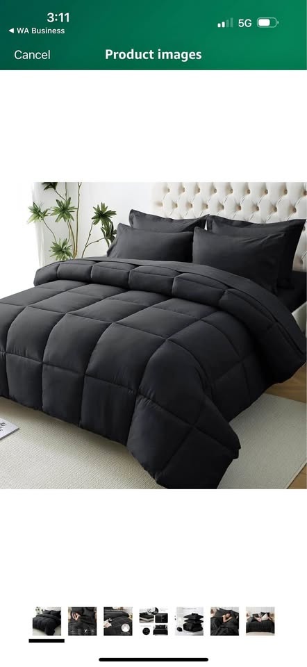 Queen Comforter Set 7 Pieces - Black (Brand New)