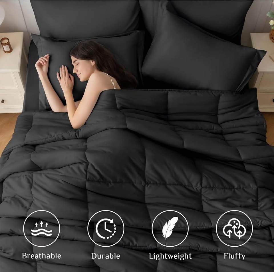 Queen Comforter Set 7 Pieces - Black (Brand New) - photo 2