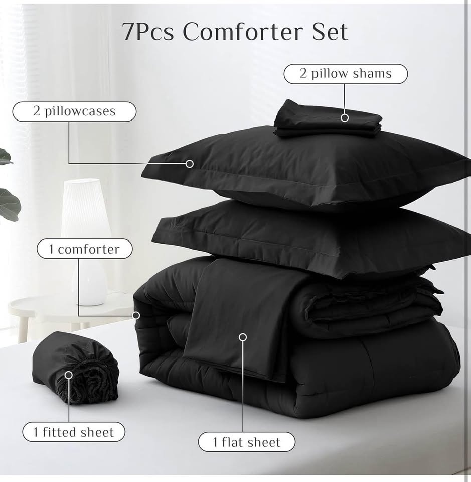 Queen Comforter Set 7 Pieces - Black (Brand New) - photo 5