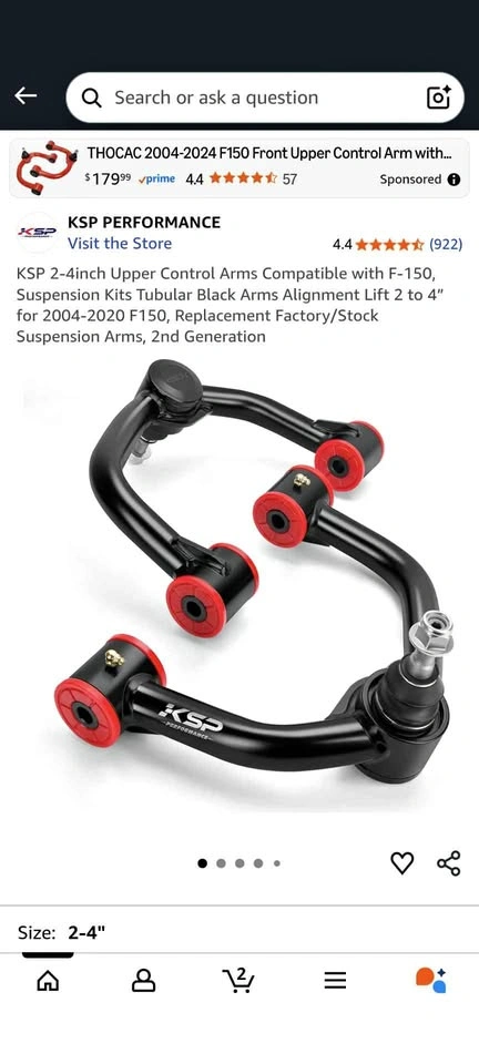 KSP Upper Control Arms for F-150 (2-4 inch lift)