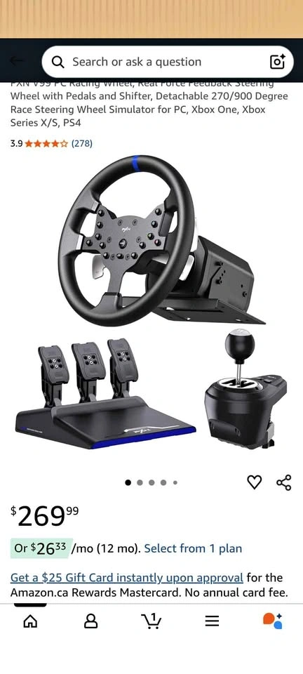 PXN V99 Racing Wheel Simulator w/ Pedals Shifter PC Xbox PS4