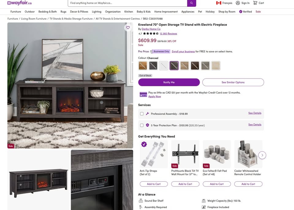 Brand New 70” Fireplace TV Stand (In Box) – Darby Home Co - photo 5