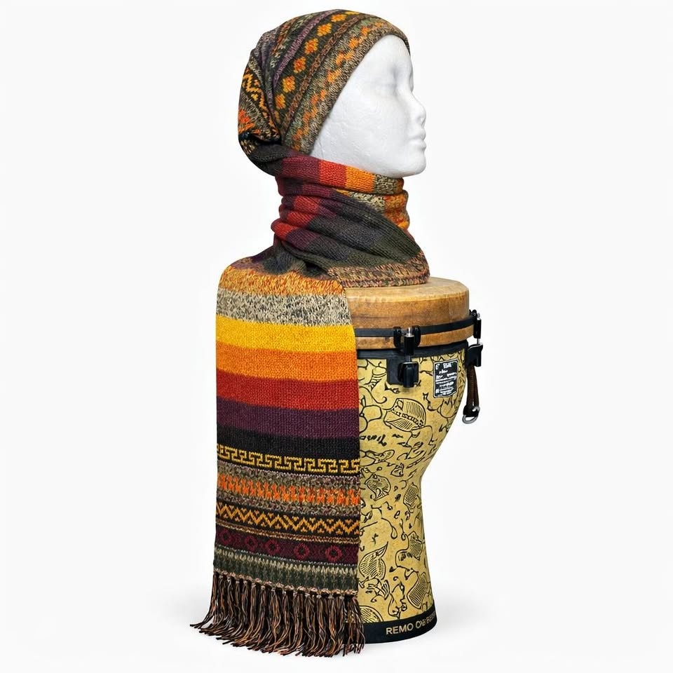 Peruvian Knit Hat Scarf(One Piece) - 100% Baby Alpaca
