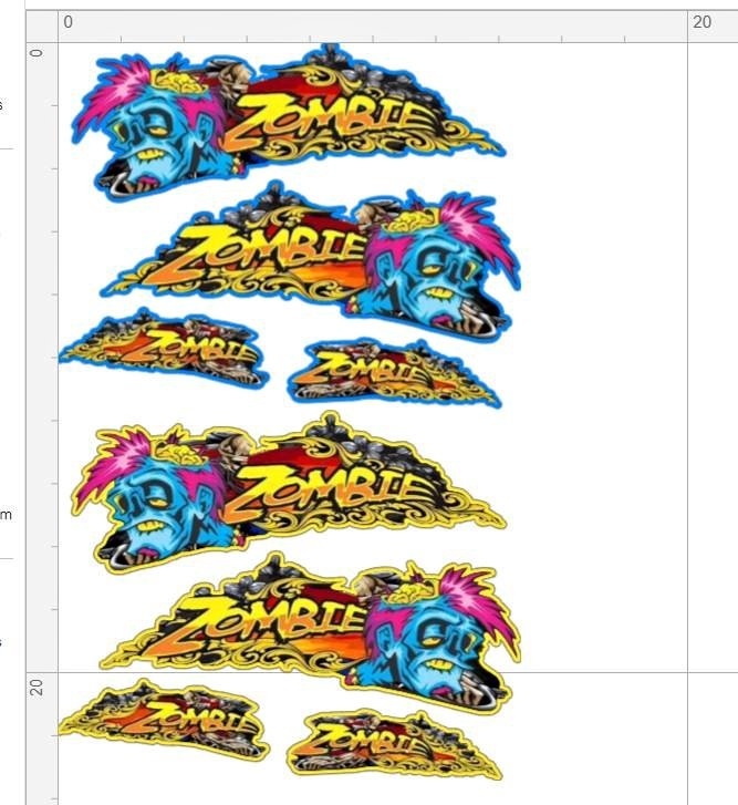 Aggressive Cartoon Zombie Head Laminated Vinyl Decals