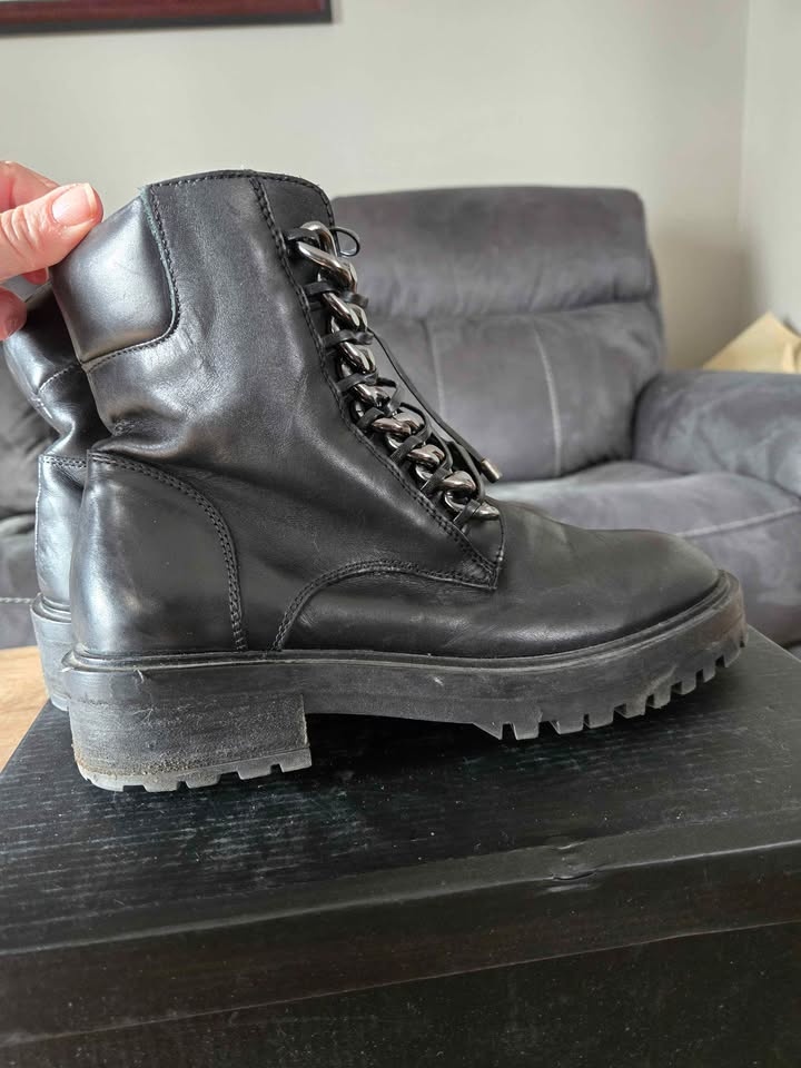 Zara Leather Combat Boots - EU 38 - photo 2