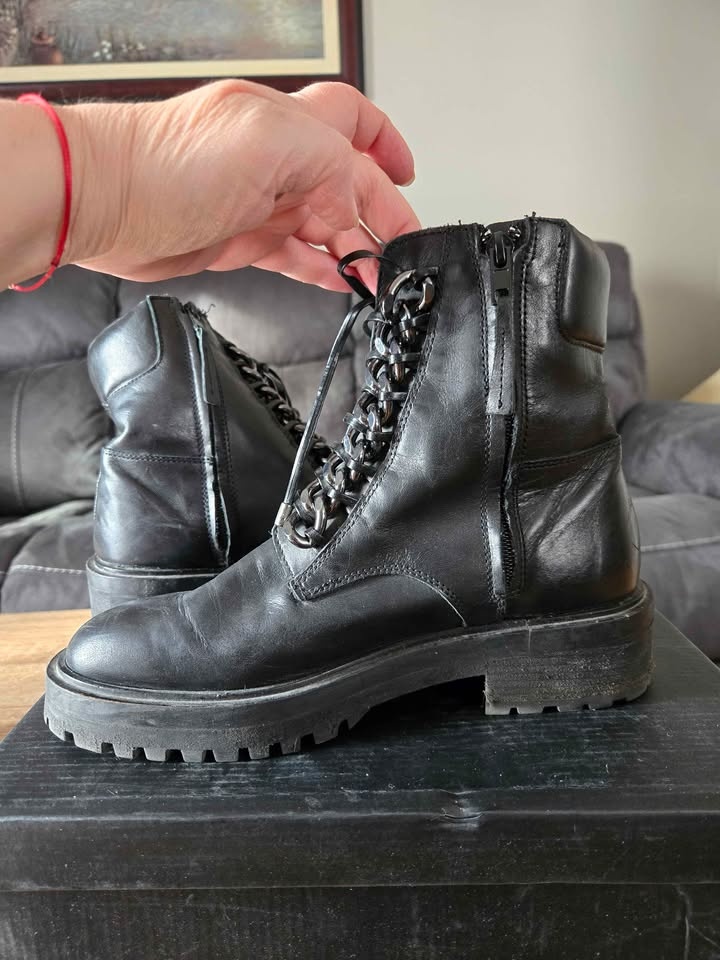 Zara Leather Combat Boots - EU 38 - photo 3