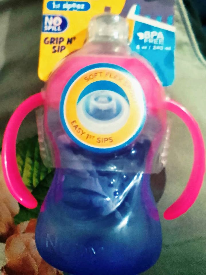 New Nuby 1st Sipeez Grip N Sip No Spill Pink Purple Sippy Cup