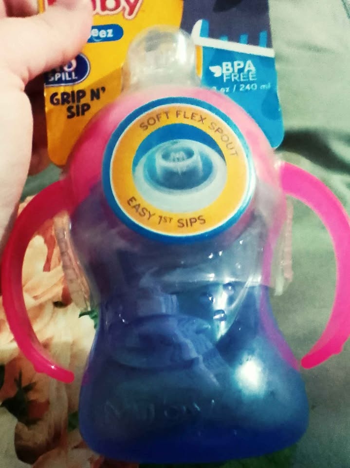New Nuby 1st Sipeez Grip N Sip No Spill Pink Purple Sippy Cup - photo 4