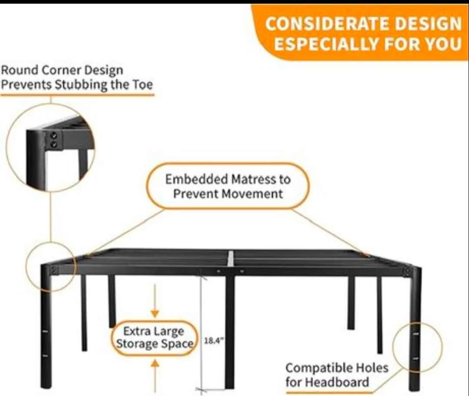 King Size Mofesun Metal Platform Bed Frame - 20 Inch Height - photo 5