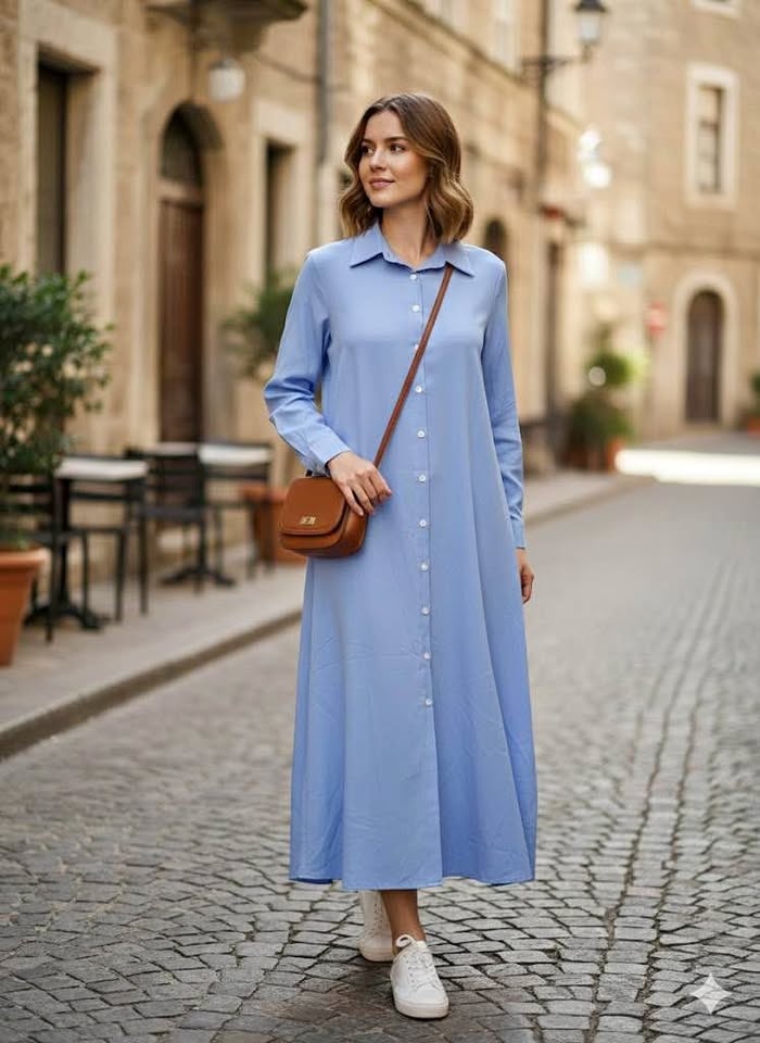 Light Blue Long Sleeve Midi - size XL