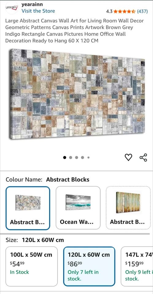 yearainn® Large Abstract Canvas Wall Art 24”x48” Home/Office - photo 4