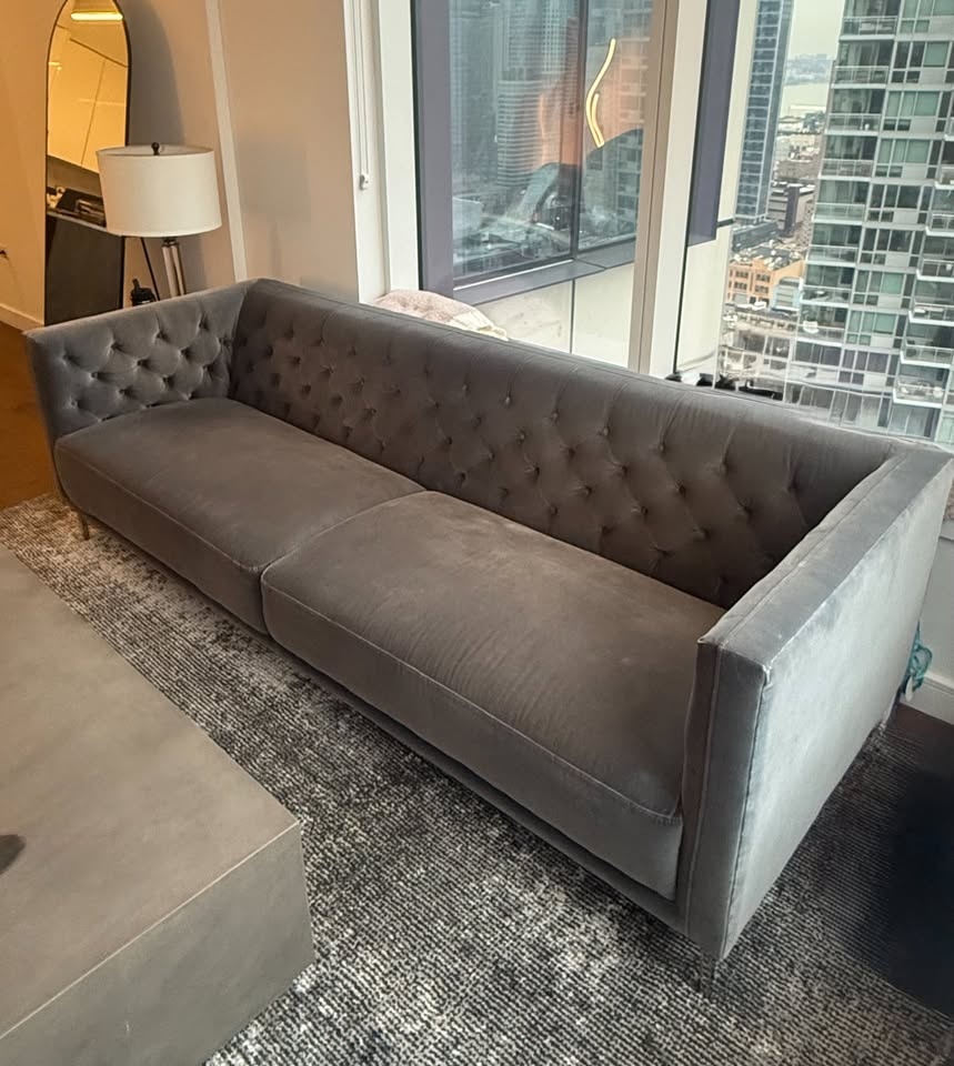 CB2 Saville Storm Velvet Sofa - Excellent Condition - photo 4