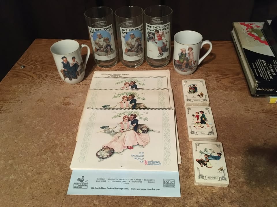Lot of 11 Norman Rockwell Arby's Cups, Calendars, Cards
