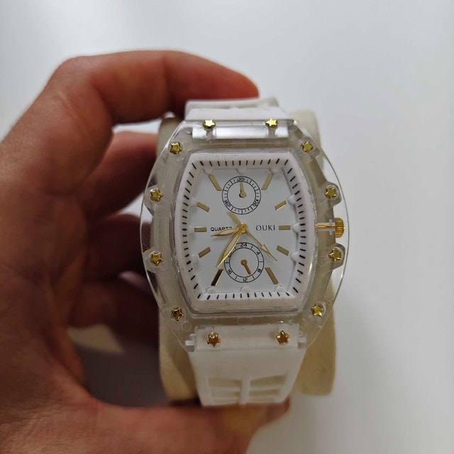 Beautiful White Transparent Watch with soft rubber strap