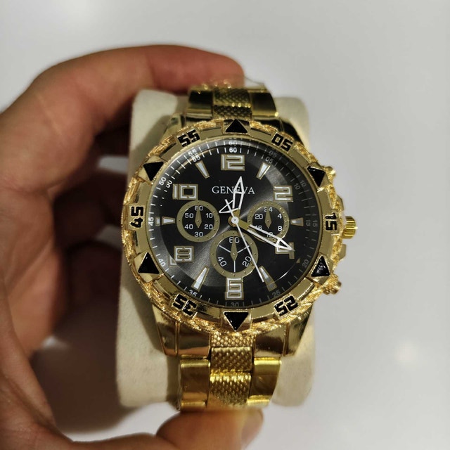 Expensive Gold and Black Full Metal Heavy Men's Watch ⌚