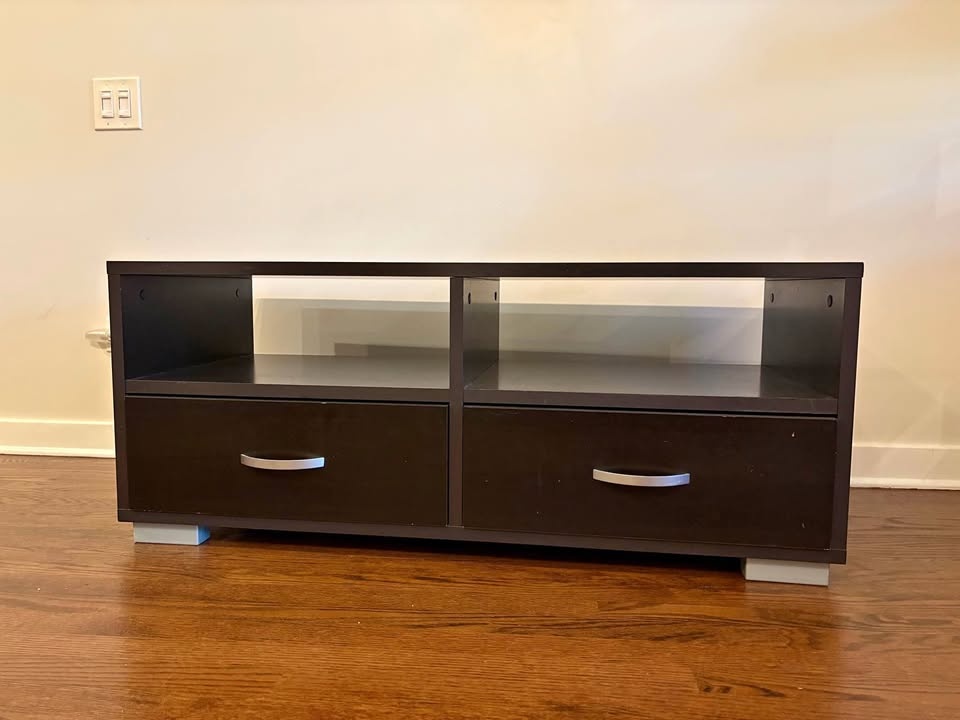 TV Stand / Entertainment Center, dark brown, 2 drawers