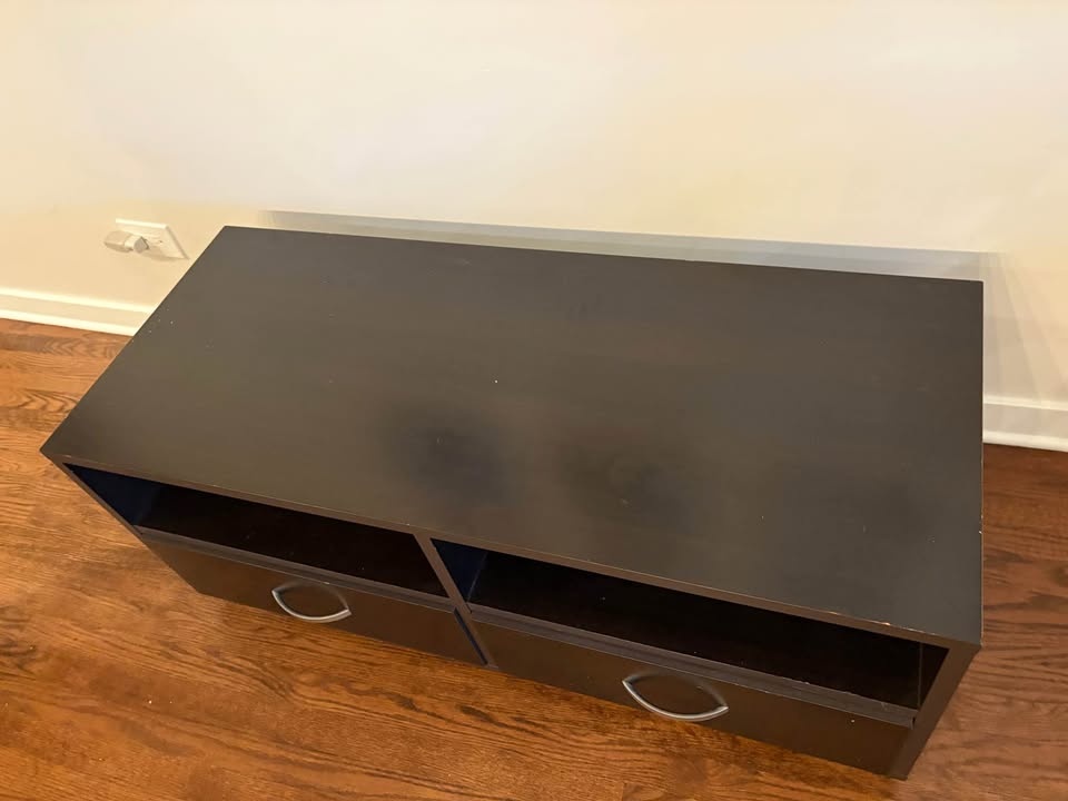 TV Stand / Entertainment Center, dark brown, 2 drawers - photo 3