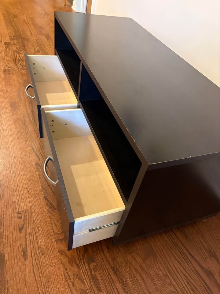 TV Stand / Entertainment Center, dark brown, 2 drawers - photo 4