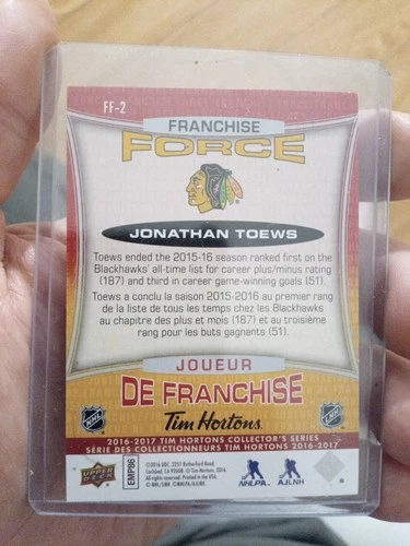 2016-17 UD Tim Hortons Hockey Card Jonathan Toews FF2 - photo 2