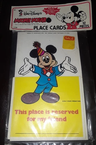 Vintage Disney Mickey Mouse Die Cut Birthday Place Cards