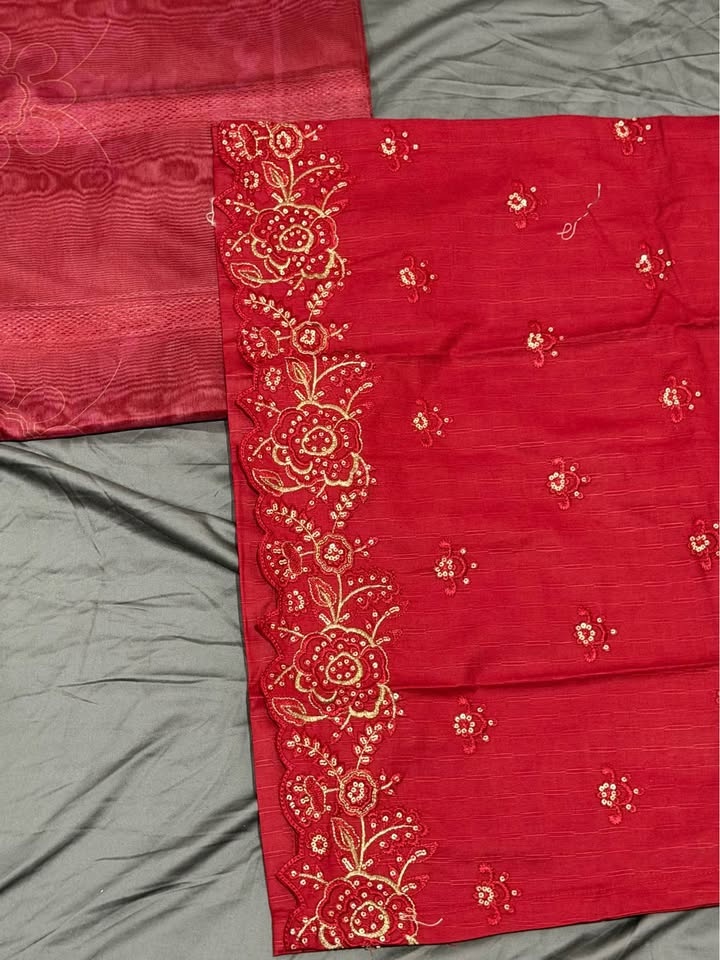Red Embroidered 3-Piece Suit – Brand New | Size Medium - photo 2
