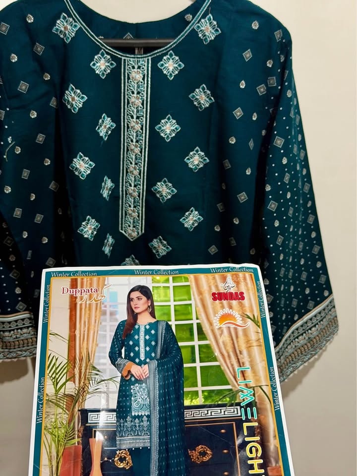 Deep Teal Embroidered 3-Piece Suit – Brand New | Size Medium - photo 2