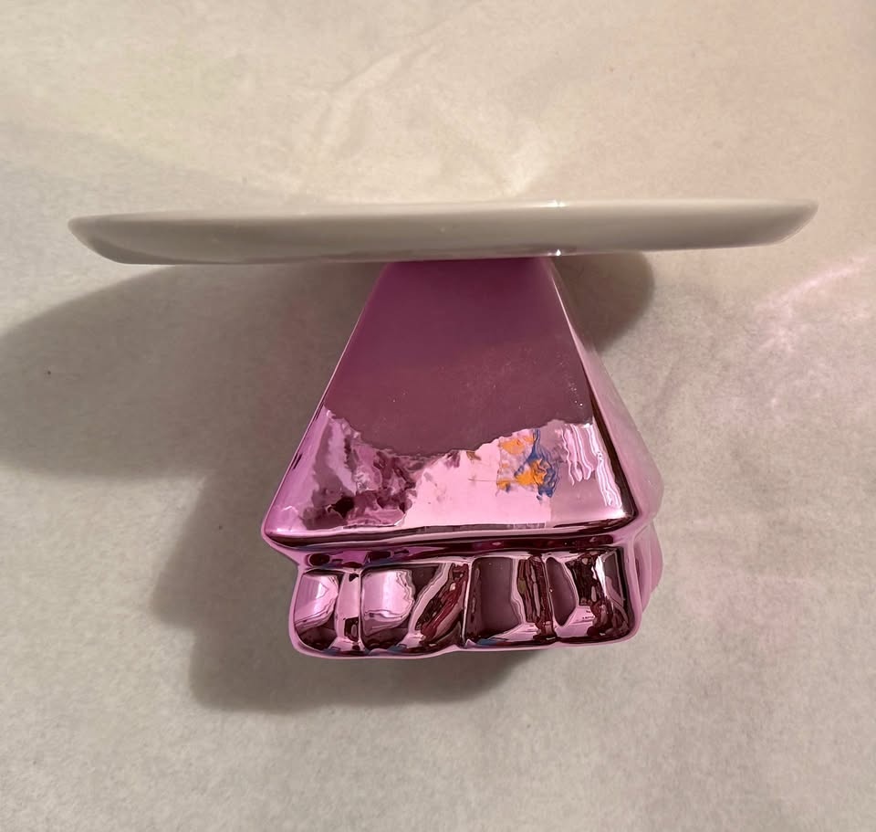 NEW, Candy Rock metallic pink porcelain Cake plate/stand by Imm