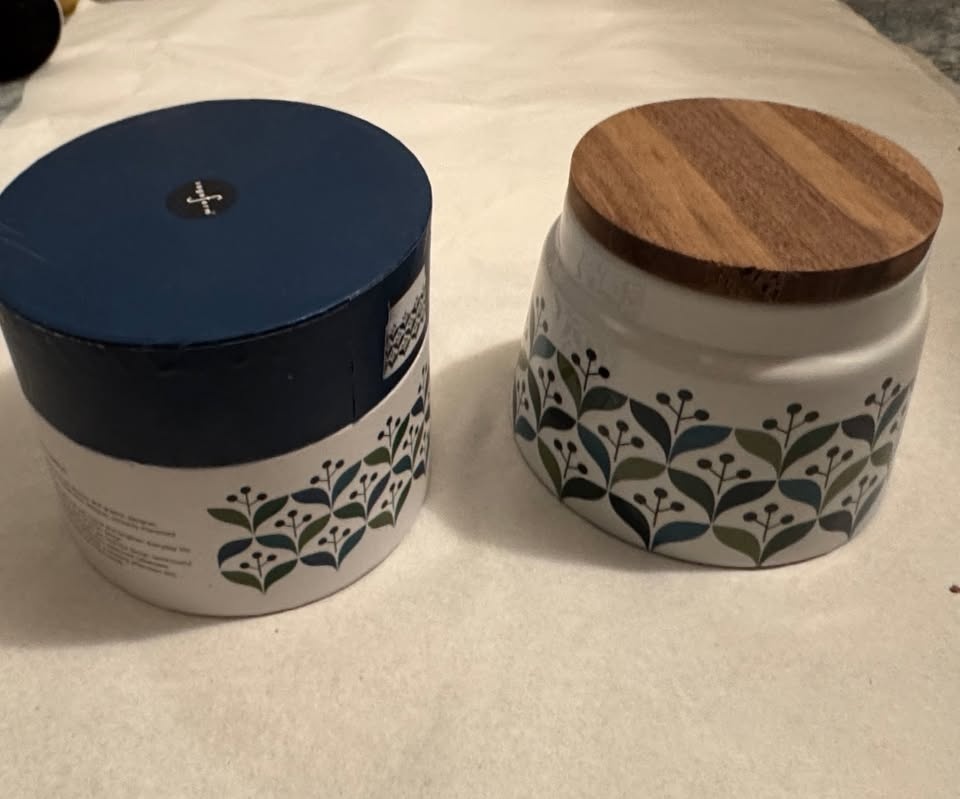 NEW Sagaform Retro Porcelain Container w/ Acacia Lid - photo 3