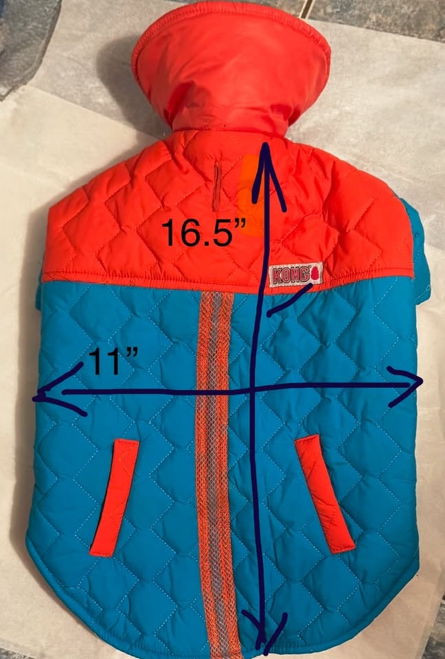 Kong Quilted LED Puffy Dog Coat/Jacket, Blue/Orange, Size: Large - photo 3