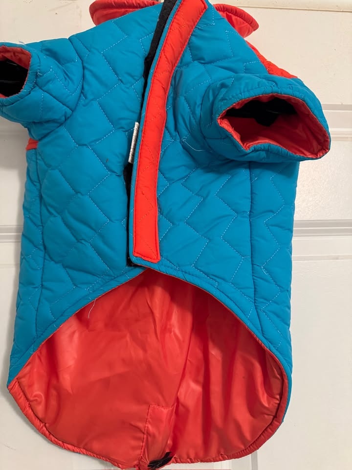 Kong Quilted LED Puffy Dog Coat/Jacket, Blue/Orange, Size: Large - photo 4