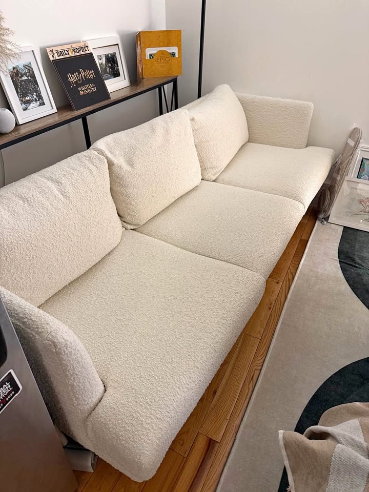 84” Boucle White Couch