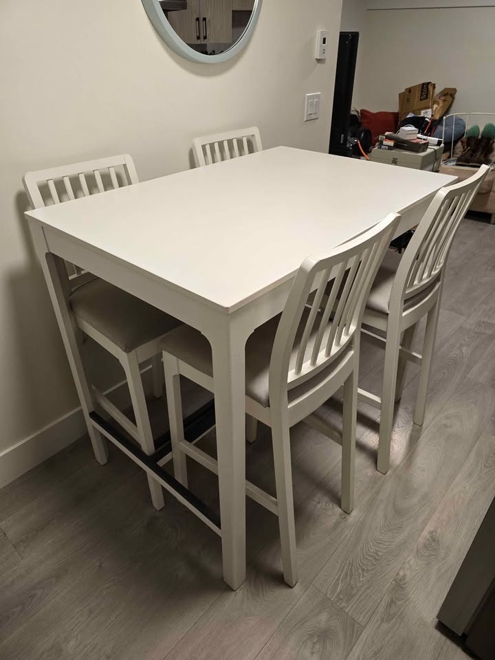 IKEA EKEDALEN White Counter Height Dining Set with 4 Chairs - photo 2