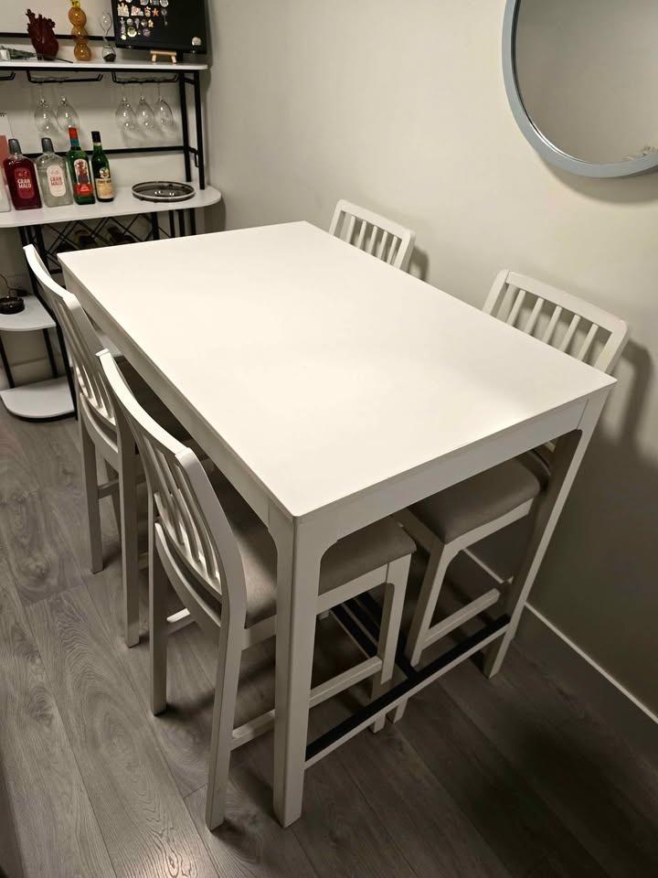 IKEA EKEDALEN White Counter Height Dining Set with 4 Chairs - photo 3