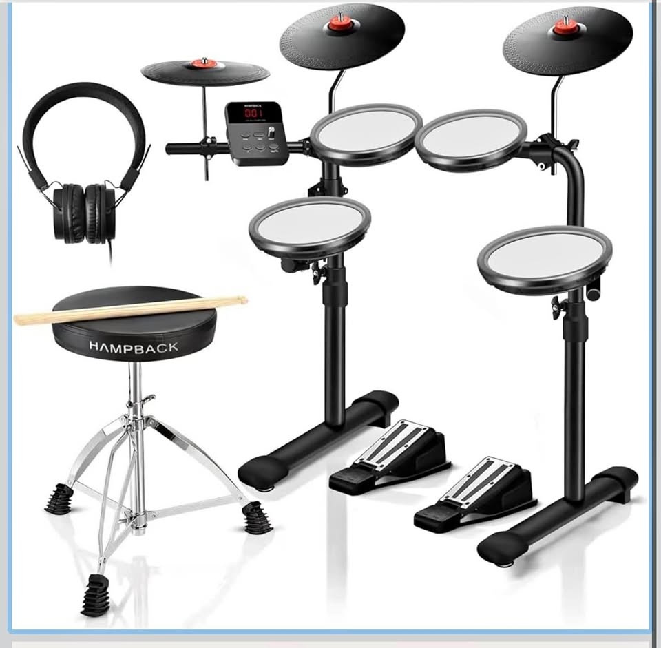 Electric Drum Set with 7'' Mesh Pads & Rubber Cymbals - Brand Ne