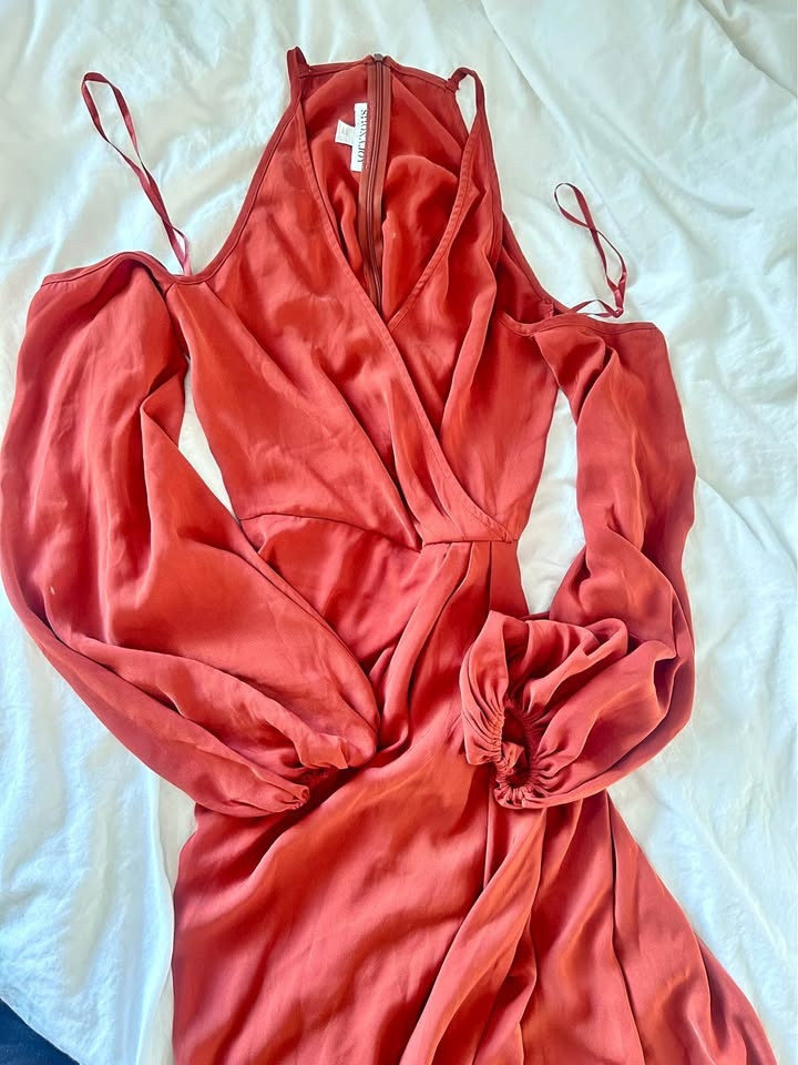 Party Dress - Puffed Sleeve, Off Shoulder - Size 12 AUS/US8