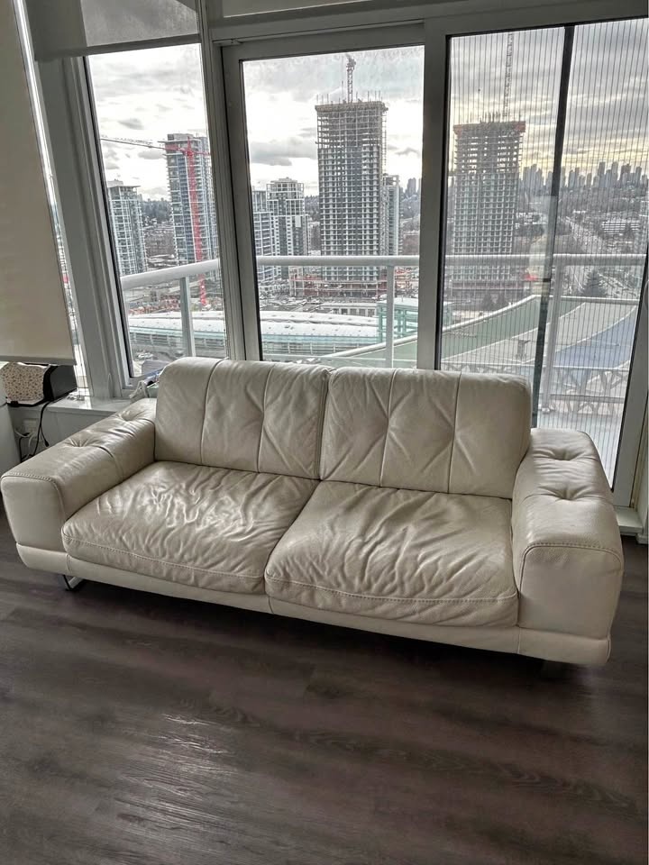 Ivory Leather Couch