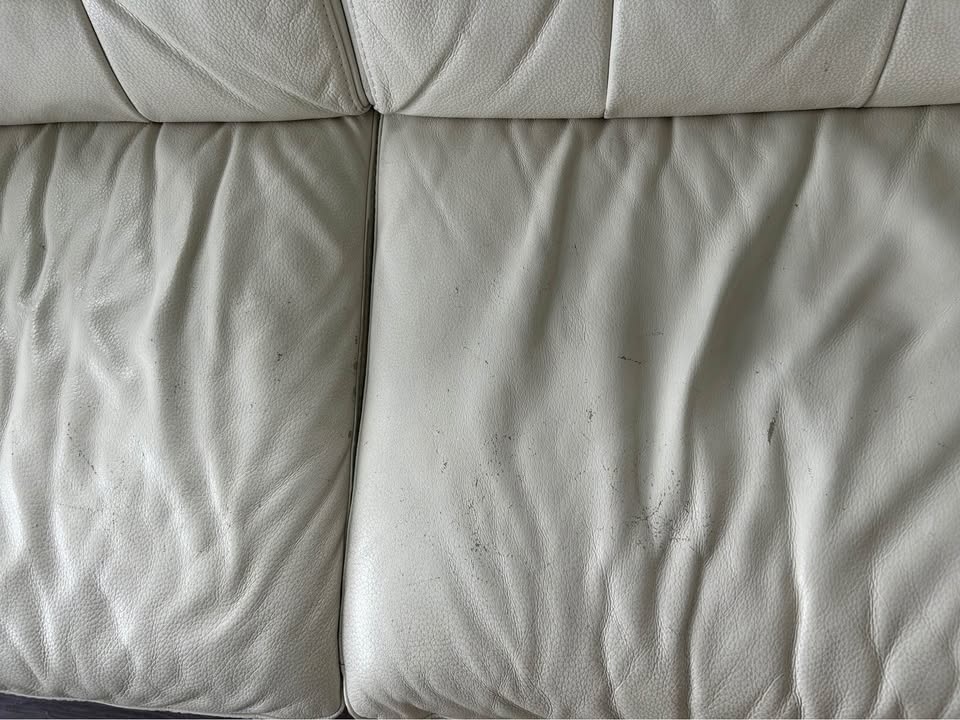 Ivory Leather Couch - photo 5