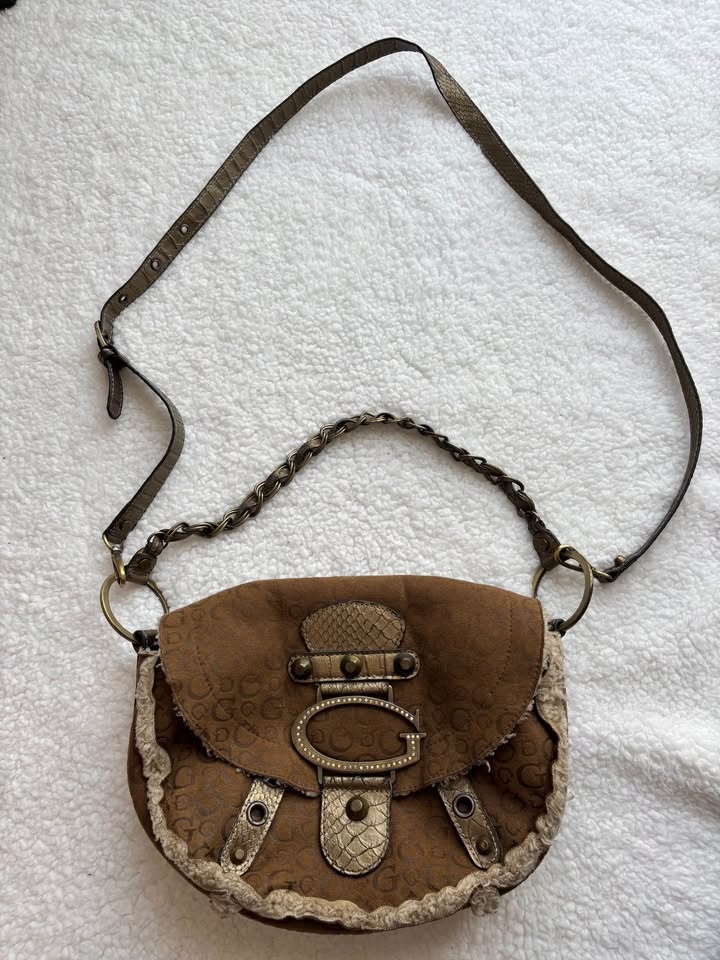 RARE Vintage Y2K Guess Camel Brown Padded Shoulder Bag - photo 2