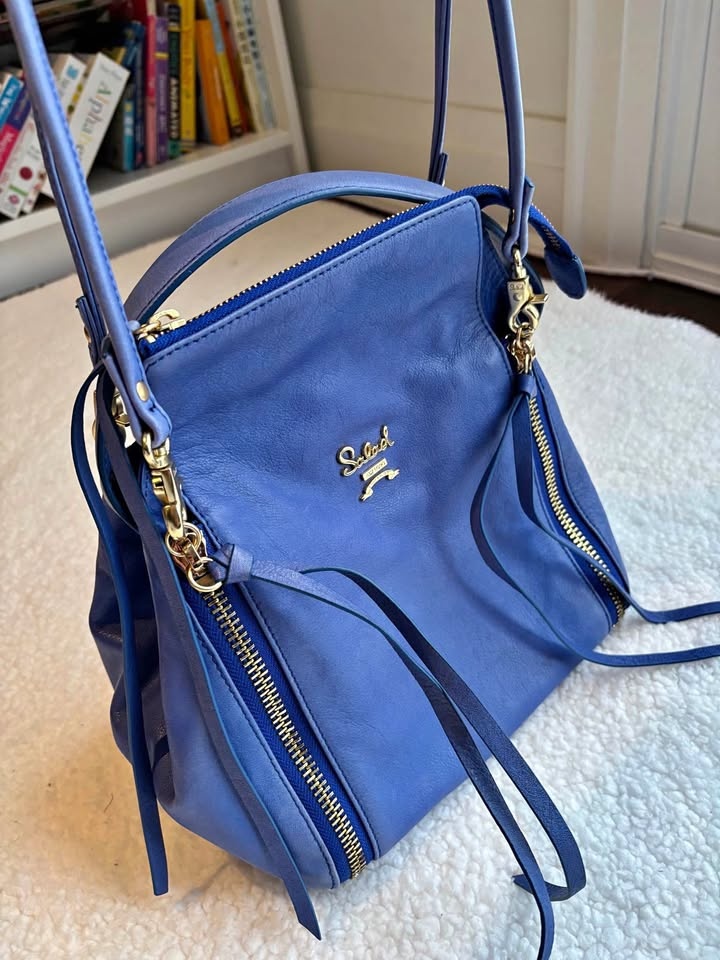 SALAD Blue Genuine Leather Top Handle Shoulder Bag