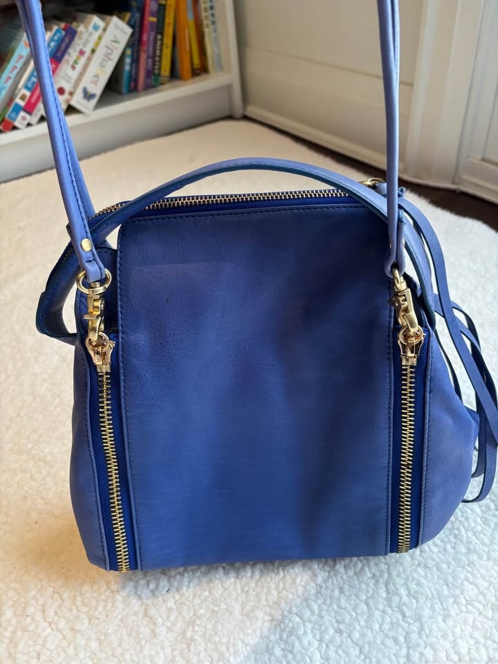 SALAD Blue Genuine Leather Top Handle Shoulder Bag - photo 3