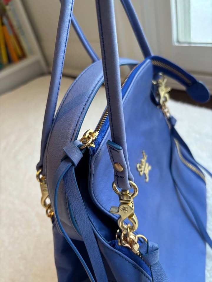 SALAD Blue Genuine Leather Top Handle Shoulder Bag - photo 5