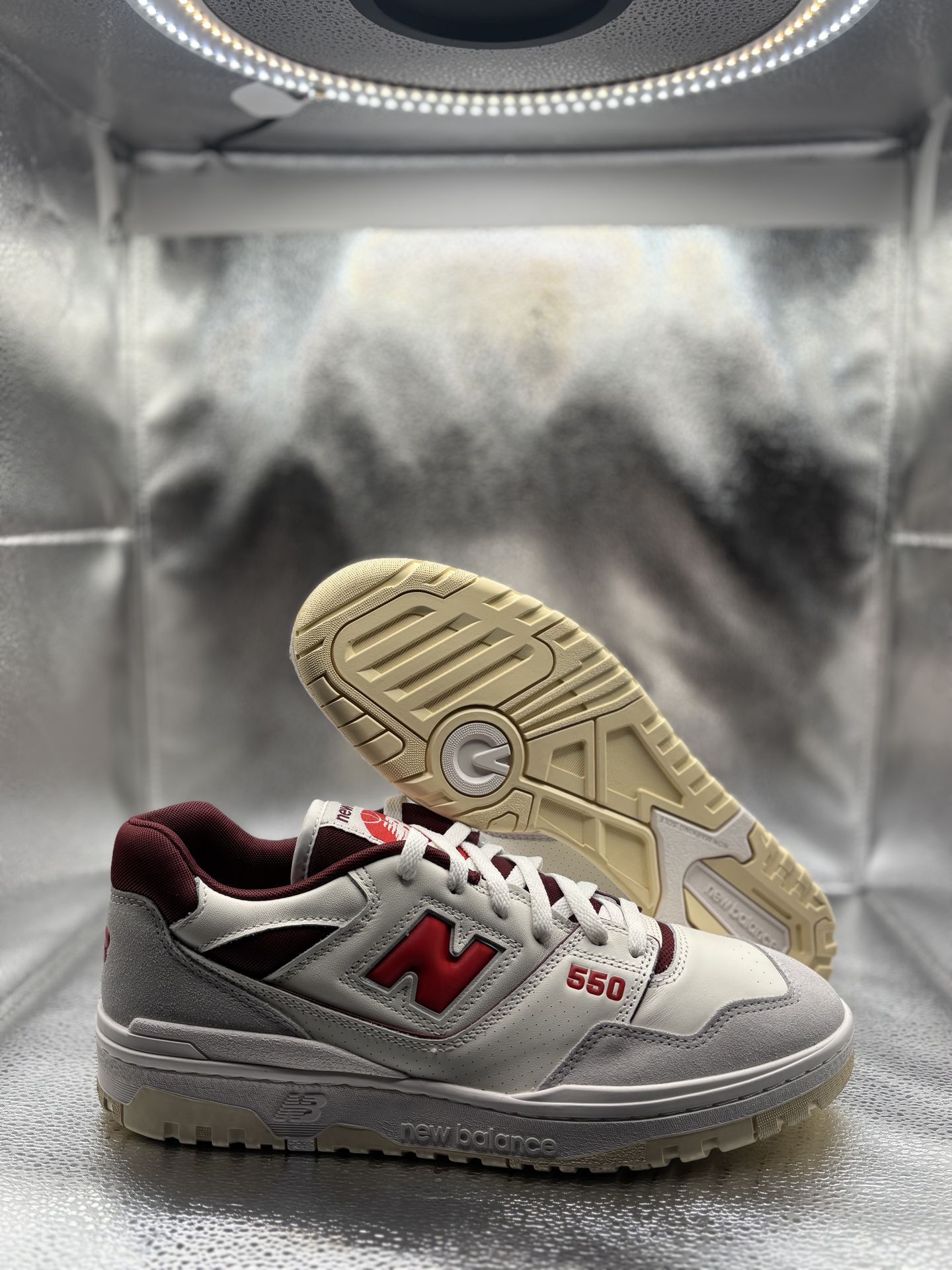 New Balance 550 Sea Salt Grey True Red